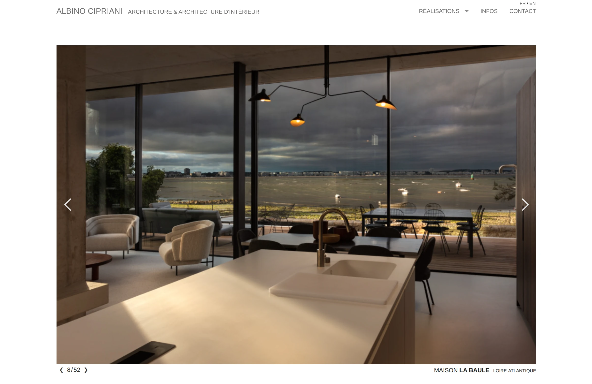 Interface du site web albinocipriani.com présentant une galerie de projet